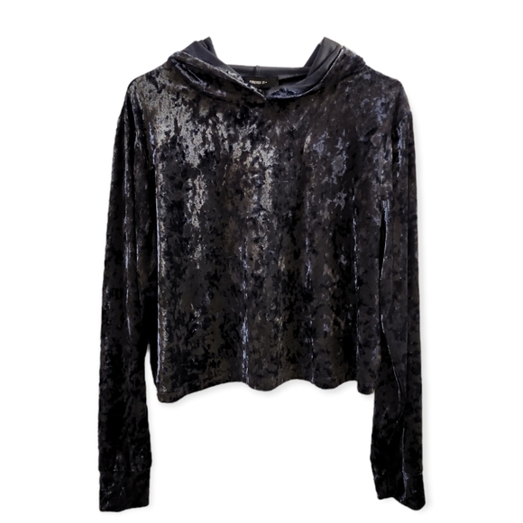 Forever 21 Crushed Velvet Cropped Hoodie